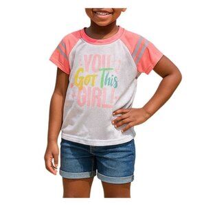 Diva X-Small Raglan Top Girls "You Got This Girl" Neon Pink White Mesh Tee Shirt